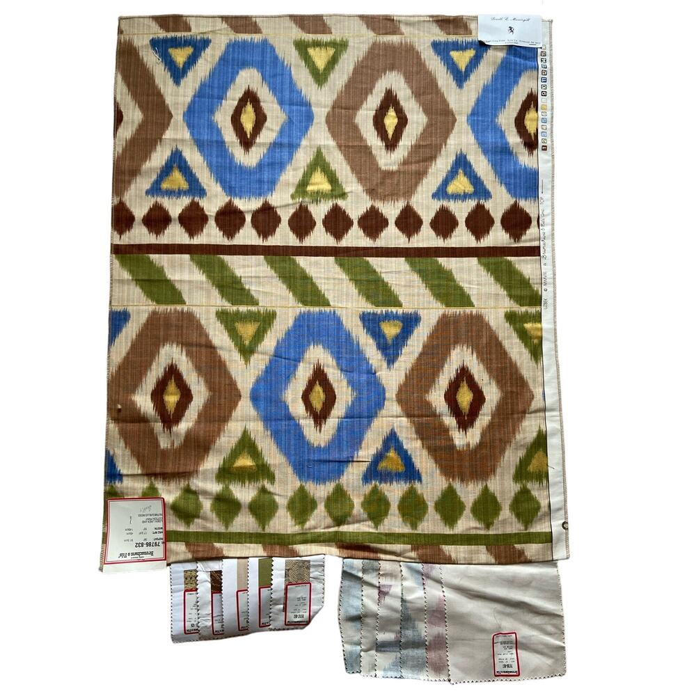 Branschwig & Fils "UZBEK" fabric linen and cotton vintage swatch 27” x 35”